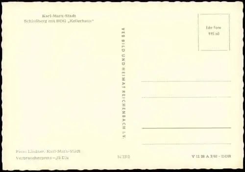 Ansichtskarte Chemnitz Schloßberg mit HOG Kellerhaus zur DDR-Zeit 1960