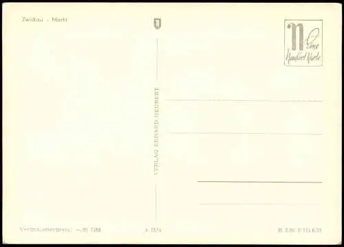 Ansichtskarte Zwickau Markt zur DDR-Zeit, Autos Auto Parkplatz, Bus 1975