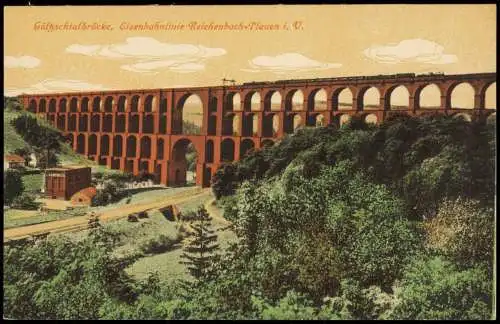 Mylau Reichenbach (Vogtland) Göltzschtalbrücke Eisenbahnlinie Plauen i. V. 1910
