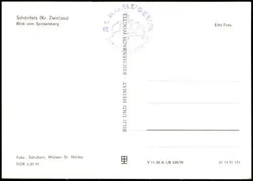 Schönfels-Lichtentanne Panorama-Ansicht Blick vom Spitzelsberg zur DDR-Zeit 1979