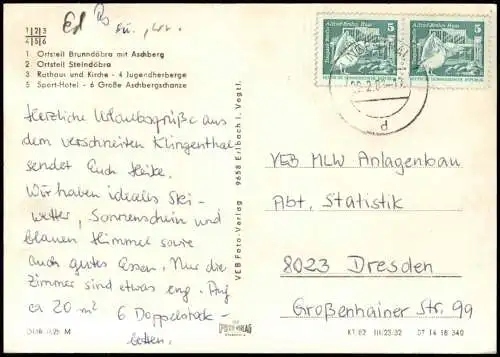 Klingenthal Ortsteil Brunndöbra mit Aschberg Ortsteil Steindöbra 1982