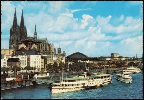 Ansichtskarte Köln Panorama-Ansicht mit Dom und Rhein-Schiff 1967