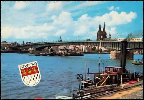 Ansichtskarte Deutz-Köln Düx Dom und Rhein, Deutzer Brücke 1964