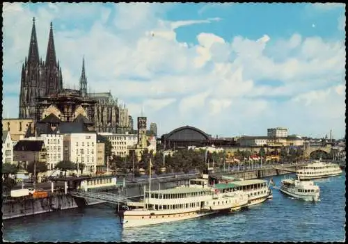 Ansichtskarte Köln Panorama-Ansicht mit Dom und Rhein-Schiff 1967