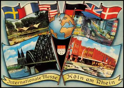 Deutz-Köln Düx Internationale Messe (Mehrbildkarte, div. Flaggen u. Fahnen) 1960