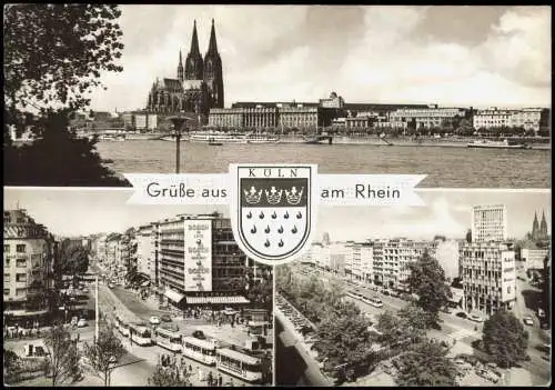 Köln Mehrbild-AK mit Rheinufer, Hohenzollernring u. Kaiser-Wilhelm-Ring 1964