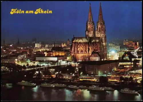 Ansichtskarte Köln Panorama-Ansicht bei Nacht 1990