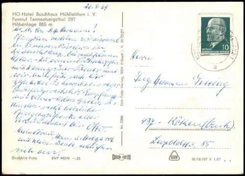 Mühlleithen-Klingenthal DDR Mehrbildkarte u.a. mit HO-Hotel Buschhaus 1969