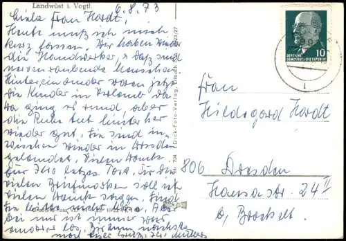 Ansichtskarte Landwüst-Markneukirchen Panorama-Ansicht; Ort im Vogtland 1973