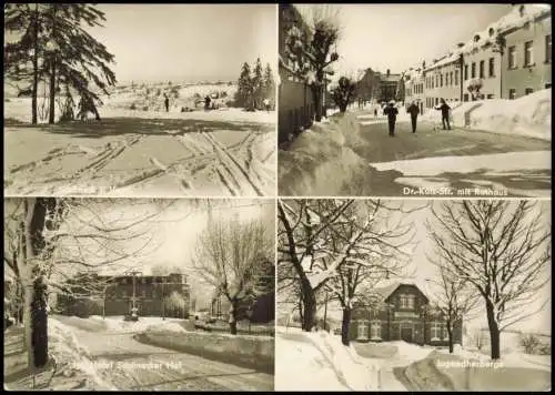 Schöneck (Vogtland) Stadtteilansichten DDR Mehrbild-AK Winter 1970