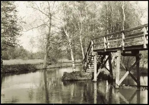 Lübbenau (Spreewald) Lubnjow Brücke nach Wotschofska Lawka do Wotsowskeje 1976