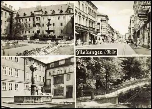 Ansichtskarte Meiningen 4 Bild Georgstraße Schloß Möbelgeschäft 1972