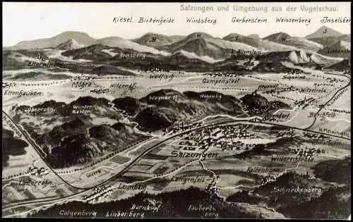 Bad Salzungen Fotoabzug von 1992 von alter Karte 1930 REPRO