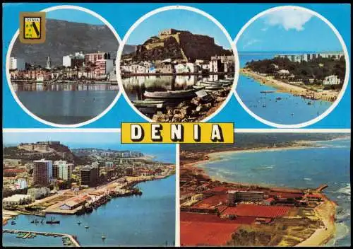 Postale Dénia Denia Mehrbild Stadt und Luftbild 1978