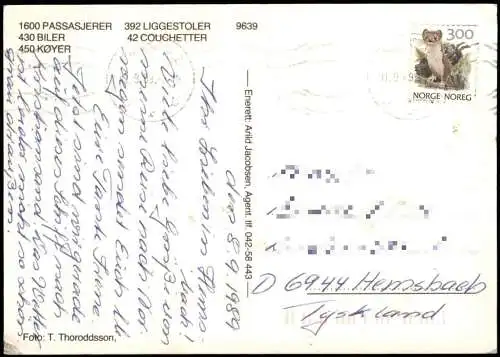Ansichtskarte  Luftbild Schiffe Schifffahrt FRED OLSEN LINES 1989
