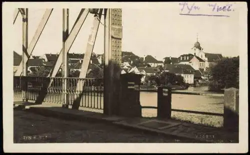 Postcard Moldautein Týn nad Vltavou Brücke und Stadt 1936