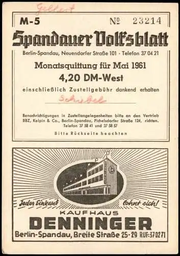 Charlottenburg-Berlin Ernst-Reuter-Platz  Spandauer Volksblatt  1961