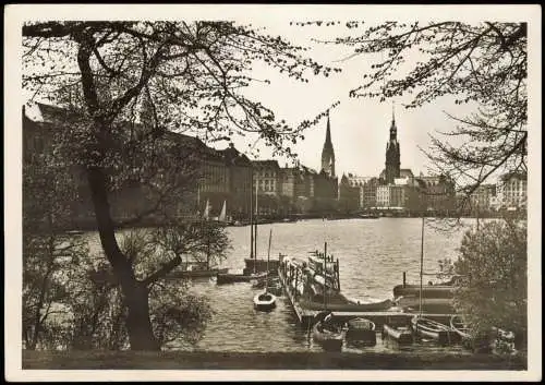 Ansichtskarte Altstadt-Hamburg Partie an der Binnenalster 1940