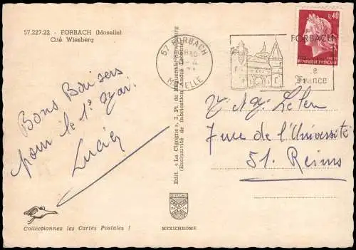 CPA Forbach Stadtteilansicht Cité Wiesberg Wohnhäuser 1974