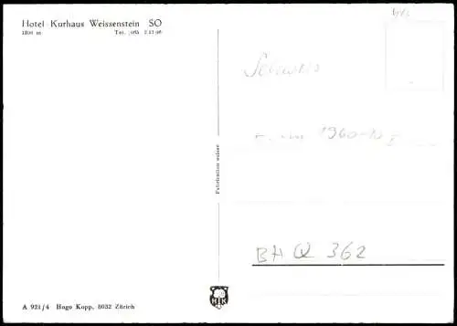 Ansichtskarte Weißenstein (Kärnten) Luftbild Flugaufnahme Hotel Kurhaus 1961