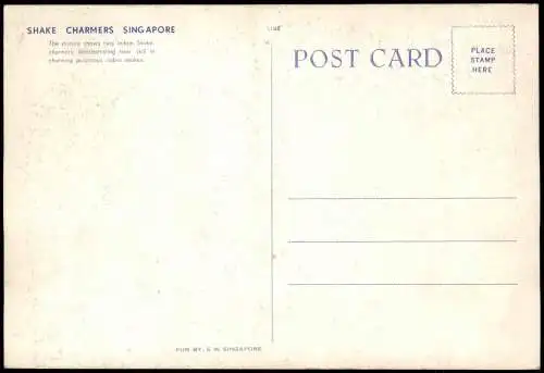 Postcard Singapur SHAKE CHARMERS 1972
