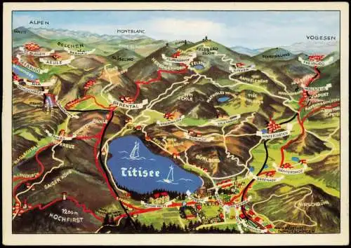 Titisee-Neustadt Umland-Ansicht Reliefansicht Feldberggebiet Schwarzwald 1961