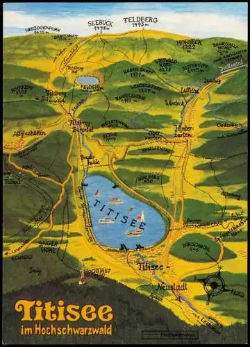 Titisee-Neustadt Landkarte Übersichtskarte (Map) Titisee im Hochschwarzwald 1980