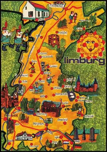 .Niederlande Landkarte Übersichtskarte (Map) Niederlande (Region LIMBURG) 1985