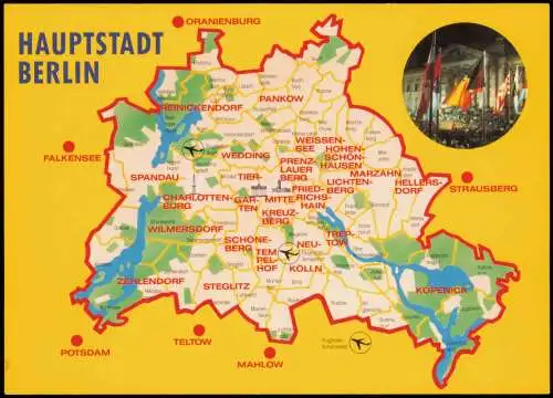 Ansichtskarte Berlin Stadtplan Landkarten Ansichtskarte Wiedervereinigung 1991