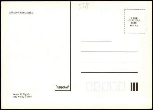 Petzer Pec pod Sněžkou STŘEDNÍ KRKONOŠE Landkarte AK RIESENGEBIRGE 1980