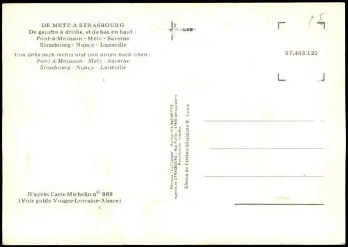 Straßburg Strasbourg Frankreich Landkarte Übersichtskarte Region Metz 1980
