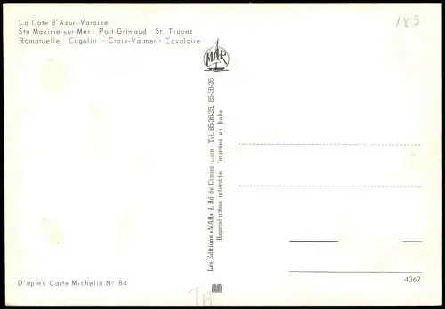 .Frankreich Landkarte Übersichtskarte (Map) La Côte d'Azur Varoise 1970