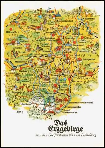 Sachsen DAS ERZGEBIRGE Greifenstein Fichtelberg Zeichnung J. Mau Leipzig 1989