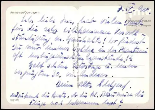 Ansichtskarte .Bayern Ammersee Umlandkarte Übersichtskarte 1990