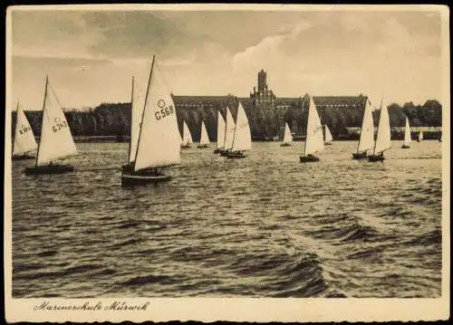 Ansichtskarte Mürwik-Flensburg Marineschule Segelboote 1932