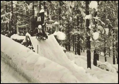 Ansichtskarte Friedrichroda Rennrodelbahn Weltmeisterschaft 1966