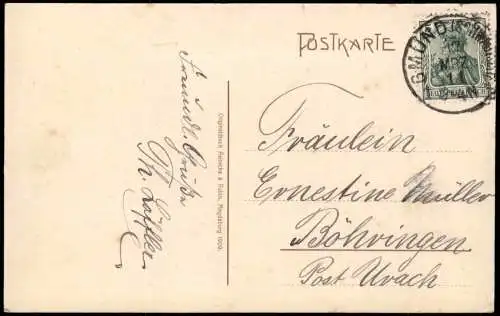 Ansichtskarte Schwäbisch Gmünd Salvatorkirche Seitenansicht Bemalung 1909