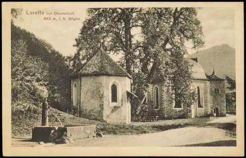 Ansichtskarte Loretto bei Oberstdorf Brunnen Kapelle 1918