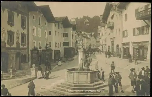 Ansichtskarte Berchtesgaden Straßenpartie Männer in Tracht 1924