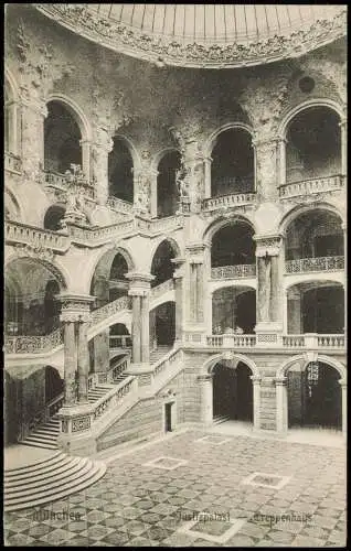 Ansichtskarte München Justizpalast Treppenhaus 1908