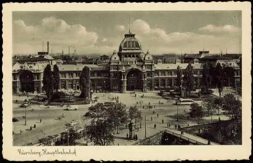 Ansichtskarte Nürnberg Hauptbahnhof Fernsicht 1939  gel. Feldpost WK2