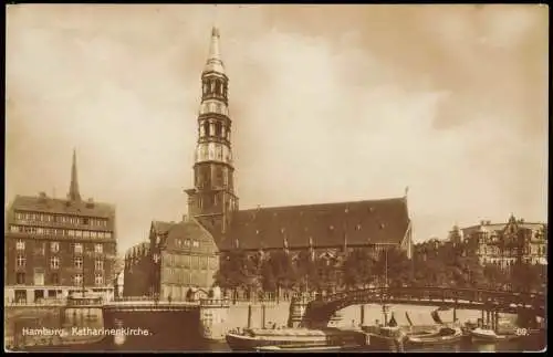 Ansichtskarte Hamburg Katharinenkirche. Fleet Fotokarte 1928