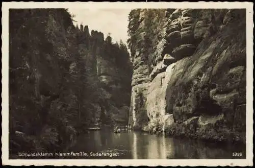 Postcard Jonsdorf (CZ) Janov Edmundsklamm Böhmen Boote 1940  gel. Feldpost WK2