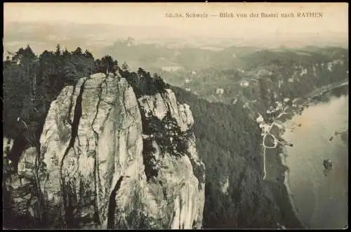 Ansichtskarte Rathen Sächsische Schweiz Blick von der Bastei 1913