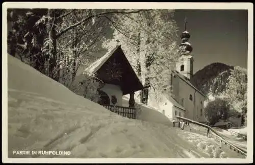 Ansichtskarte Ruhpolding Kapelle Straße im Winter 1938