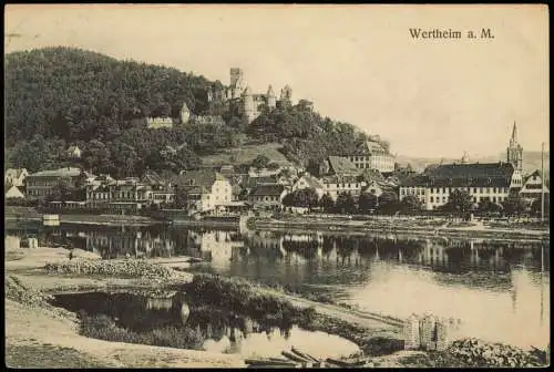 Ansichtskarte Wertheim Flußpartie 1908