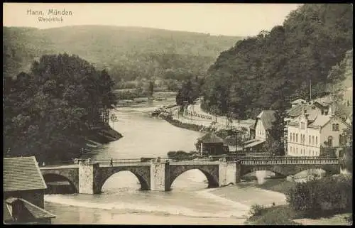 Ansichtskarte Hann. Münden Weserblick Brücke 1917