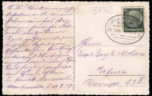 Ansichtskarte Wanfried Stadt Werra 1937  gel. Bahnpoststempel