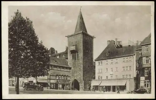 Ansichtskarte Jena Johannistor Geschäfte Autos 1952