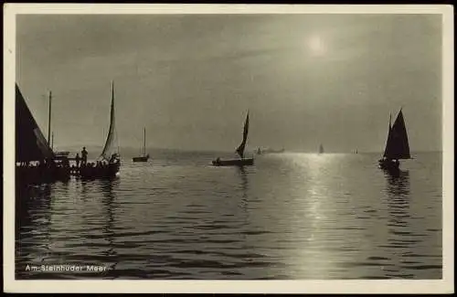 Ansichtskarte Wunstorf Steinhuder Meer Stimmungsbild Segelboote 1937